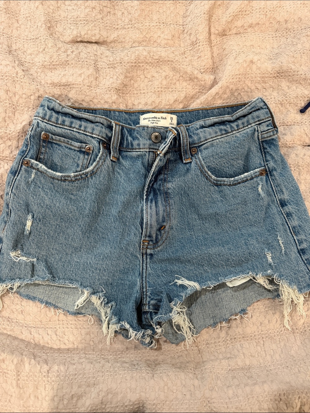 Abercrombie & Fitch Light Blue Frayed Denim Cutoff Shorts